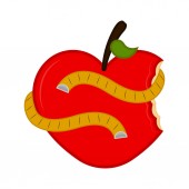 Pokousaný apple s měřicí páska
