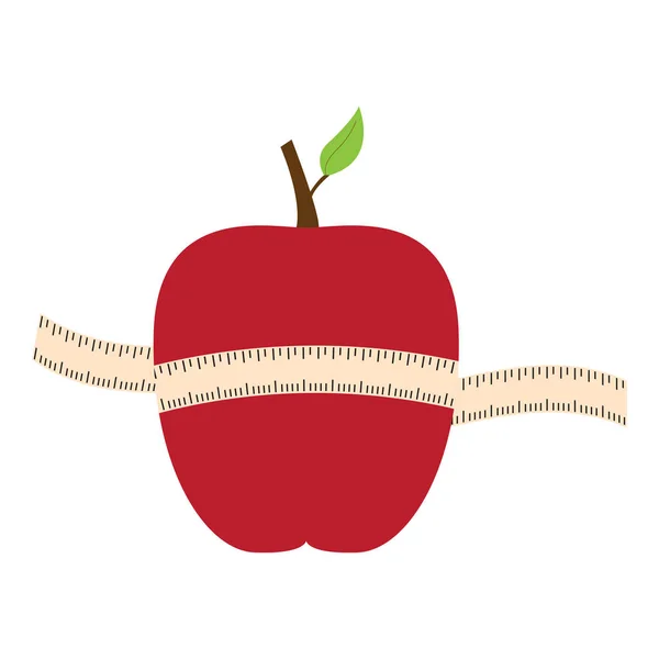 Изолированное яблоко с измерительной лентой — стоковый вектор