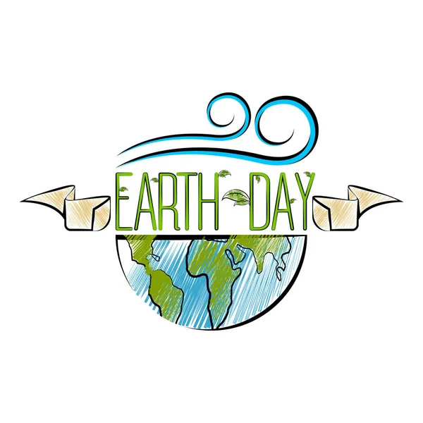 Skizze eines Earth Day Labels — Stockvektor