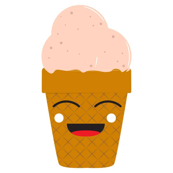 Feliz cone de sorvete — Vetor de Stock