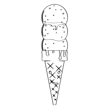 Mutlu dondurma koni anahat. Vektör çizim tasarım