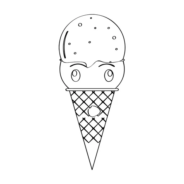 Cono de helado asombrado — Vector de stock