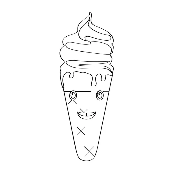 Feliz cone de sorvete — Vetor de Stock