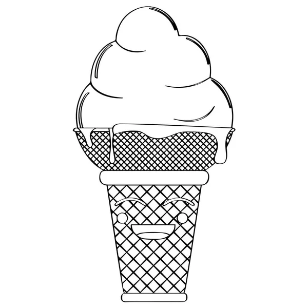 Cono de helado feliz — Vector de stock