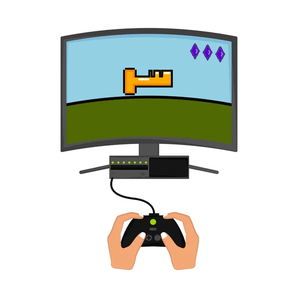 Console de jeu vidéo avec tv — Image vectorielle