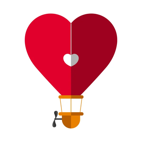 Globo de aire caliente en forma de corazón — Vector de stock