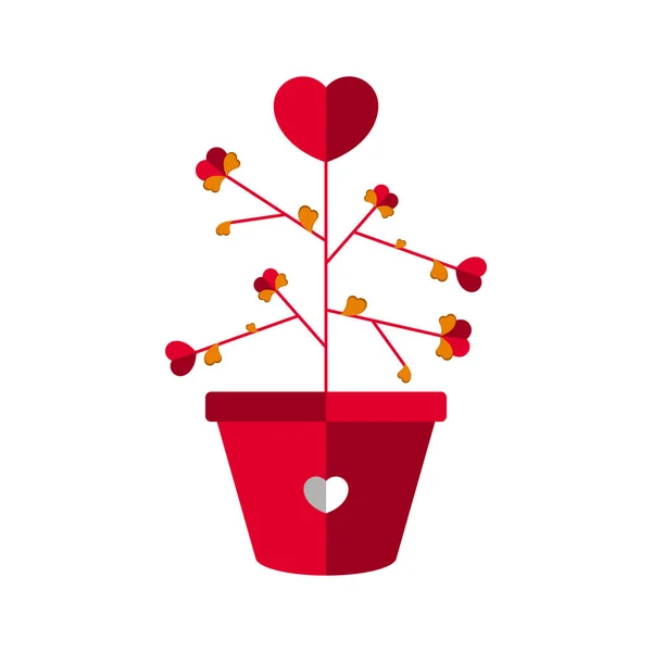 Planta con flores de corazón — Vector de stock