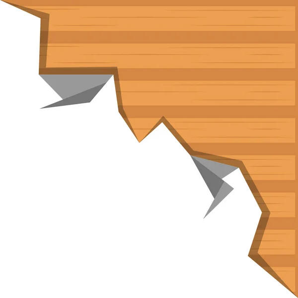 Pared de madera aislada agrietada — Vector de stock