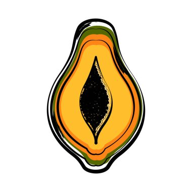 Robot resmini kesilmiş bir papaya önden görünümü