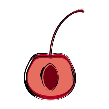 Kesilmiş kiraz izole kroki