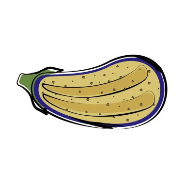 Kesilmiş bir patlıcan izole kroki