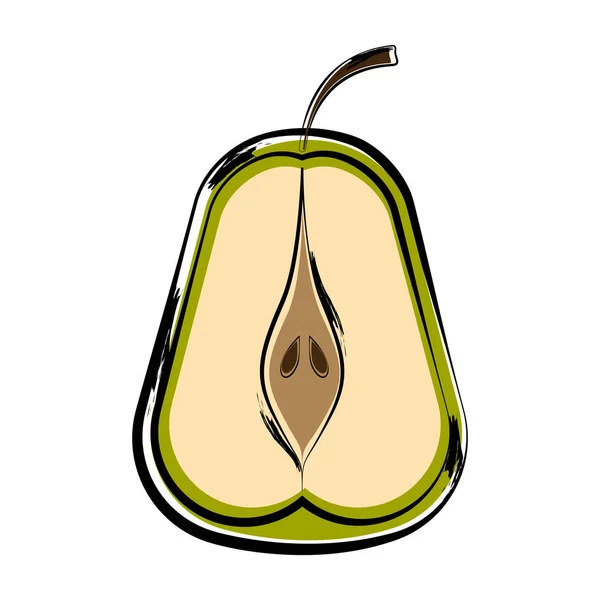 Sketch of a front view of a cut pear — Διανυσματικό Αρχείο