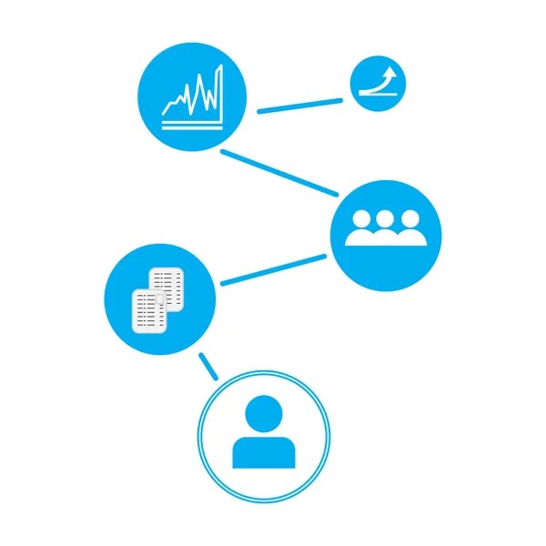 Personas conectadas con iconos económicos — Vector de stock