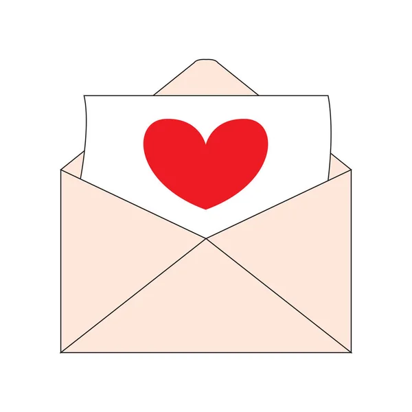 Lettre coeur dans une enveloppe — Image vectorielle