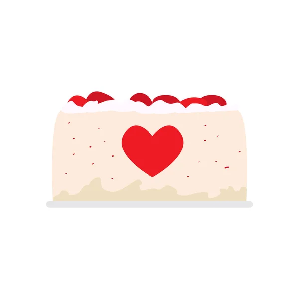 Bonito pastel con corazón — Vector de stock