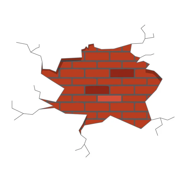 Isolated brick wall crack — Stock Vector