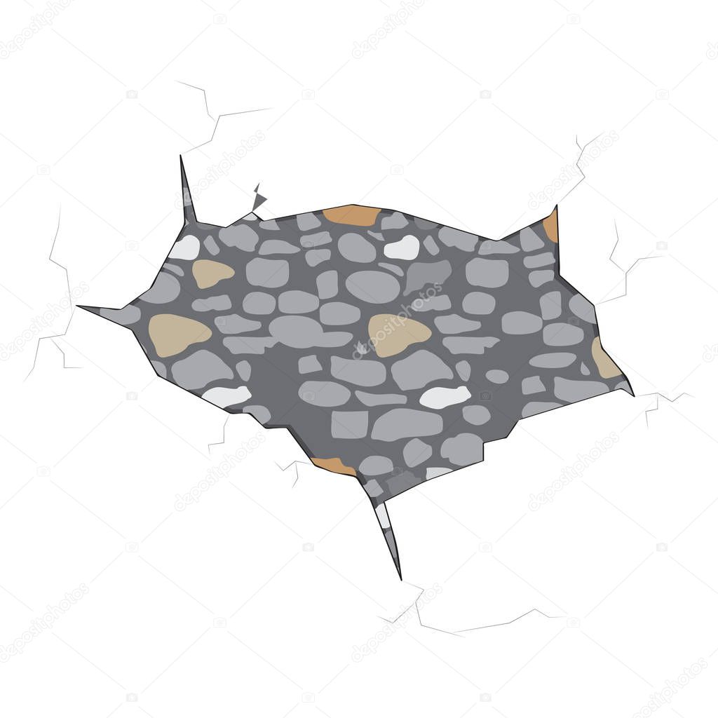 Isolated stone wall crack
