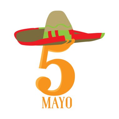 Geleneksel Meksika şapkası ile metin. Cinco de mayo
