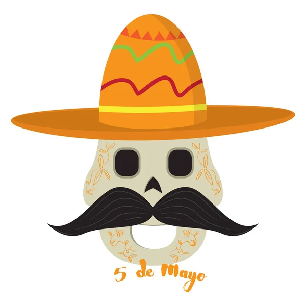 Boldog mexikói koponyát. Cinco de majonéz — Stock Vector
