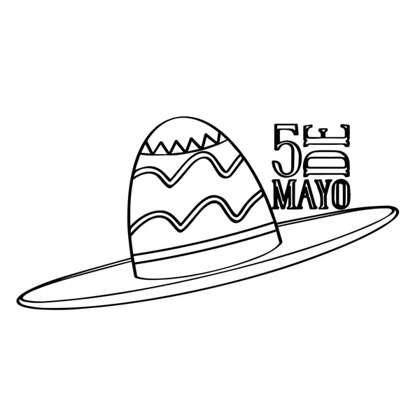 Umriss eines mexikanischen Hutes. cinco de mayo — Stockvektor