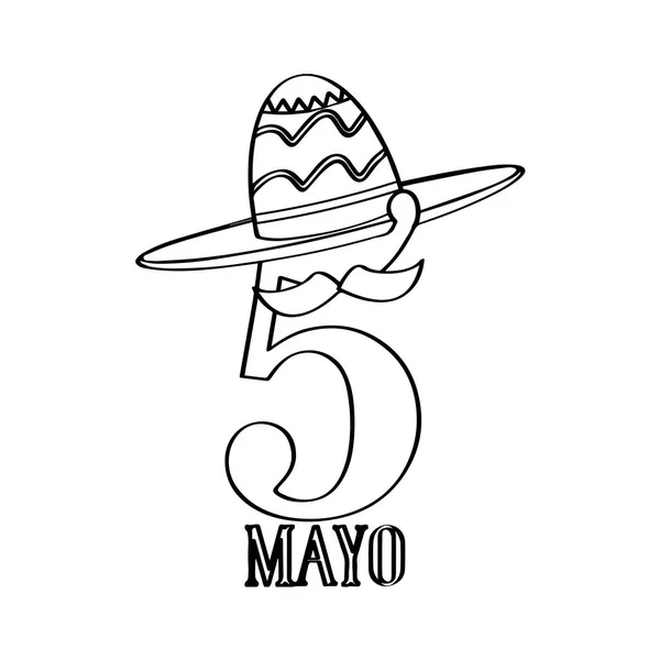 Texto con un sombrero mexicano. Cinco de mayo — Vector de stock