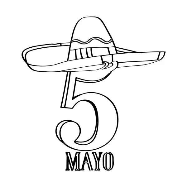 Texto con un sombrero mexicano. Cinco de mayo — Vector de stock