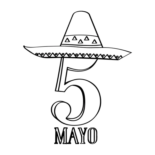Text mit mexikanischem Hut. cinco de mayo — Stockvektor