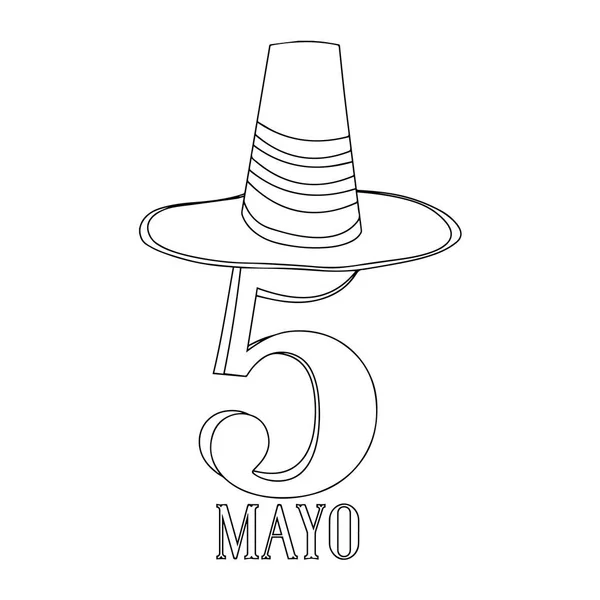 Text s mexický klobouk. Cinco de mayo — Stockový vektor