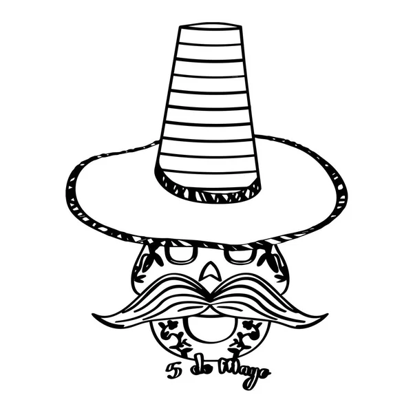 Dibujo de un feliz cráneo mexicano. Cinco de mayo — Vector de stock