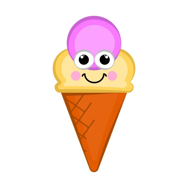 Cono Helado Feliz Aislado Diseño Ilustración Vectorial — Vector de stock