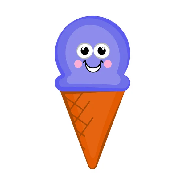 Cono de helado feliz — Vector de stock