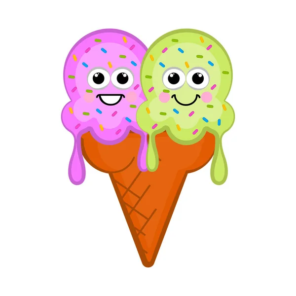 Cono de helado feliz — Vector de stock