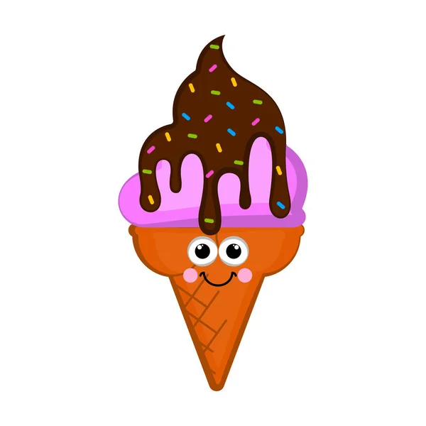 Cono de helado feliz — Vector de stock