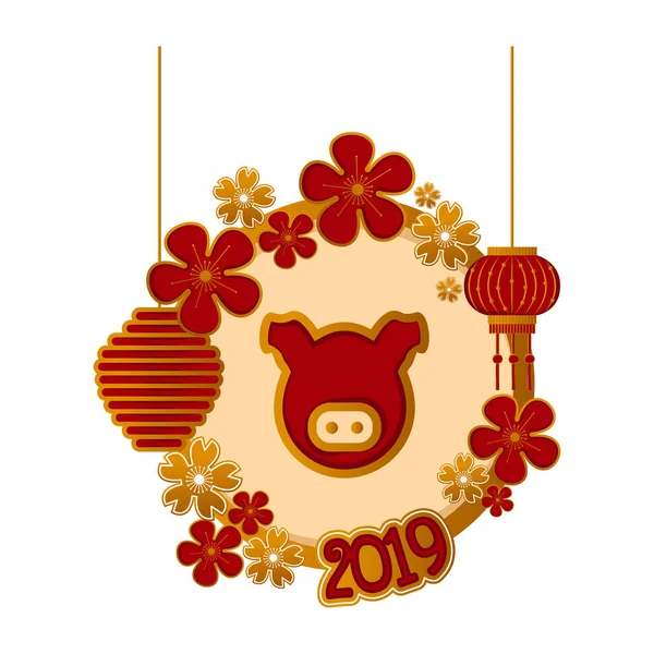 Banner de año nuevo chino — Vector de stock