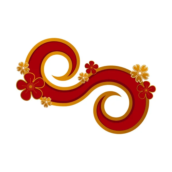 Décoration chinoise avec des fleurs — Image vectorielle