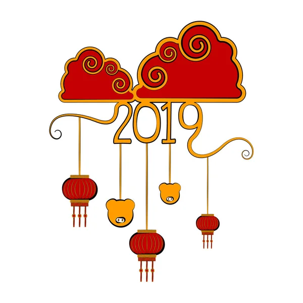Bosquejo de una bandera de año nuevo chino — Vector de stock