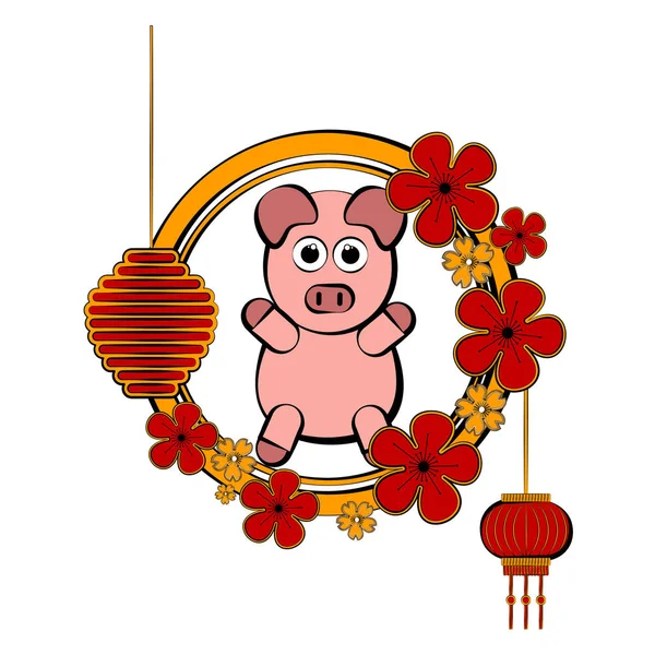 Schizzo di uno striscione cinese di Capodanno — Vettoriale Stock