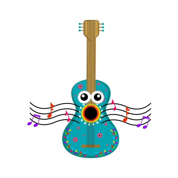 Cantar guitarra aislada — Vector de stock