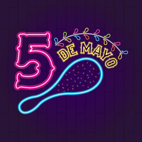 Cinco de mayo banner de neón — Vector de stock