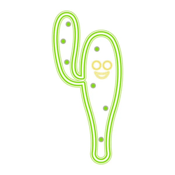 Isolierter glücklicher Kaktus. Leuchtreklame — Stockvektor
