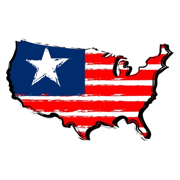 Map of United States with flag — Stock Vector