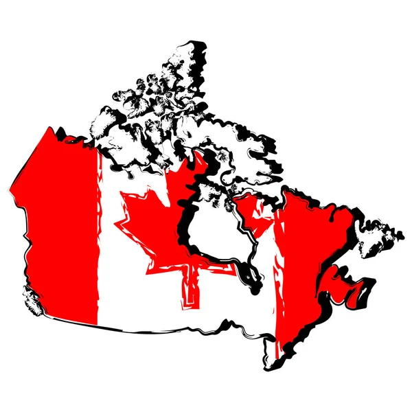 Mappa del Canada con la bandiera — Vettoriale Stock