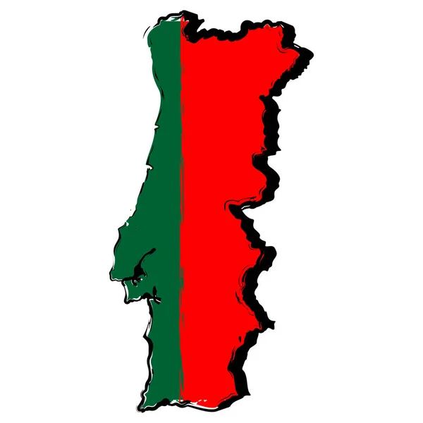 Zászló Portugália Térkép — Stock Vector