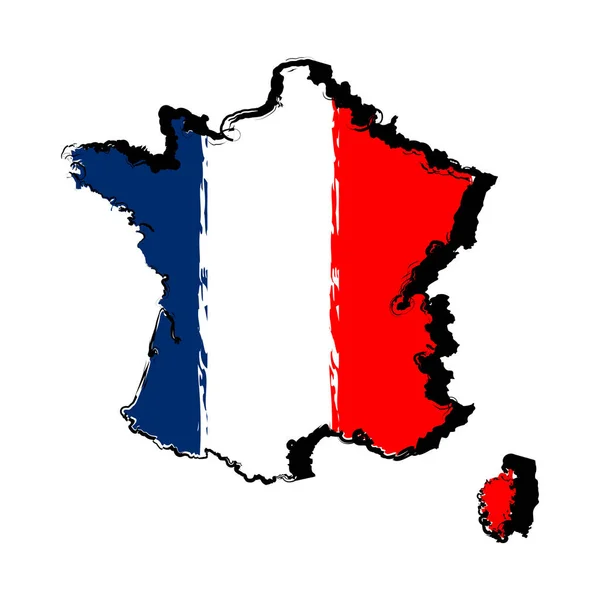 Karta över Frankrike med flagga — Stock vektor