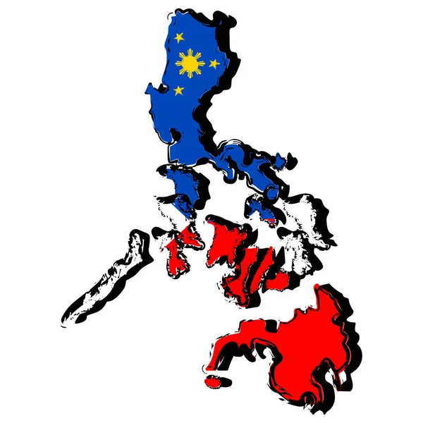 Mapa das Filipinas com bandeira — Vetor de Stock