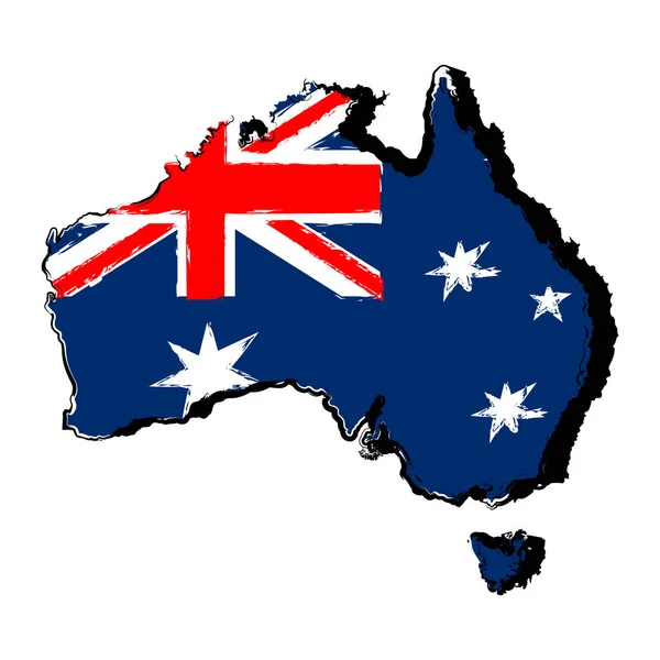 Mapa de Australia con bandera — Vector de stock