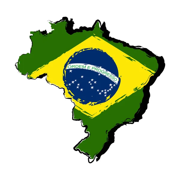 Χάρτης της Βραζιλίας με σημαία — Διανυσματικό Αρχείο