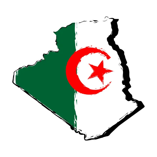 Map of Algeria with flag — Stock Vector