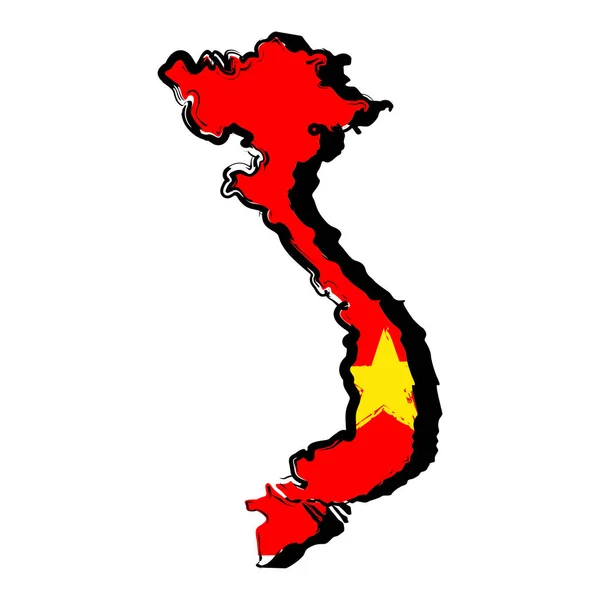 Carte du Vietnam avec drapeau — Image vectorielle