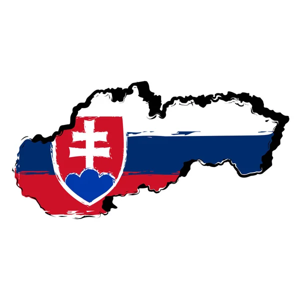 Mapa Slovenska s příznakem — Stockový vektor